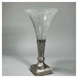 CRACKLED GLASS & METAL VASE | h. 15.5 in