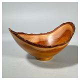 KAS KIRSEBAR TURNED WOOD BOWL | Signed on the bottom, of nicely figured wood with a natural rim. - h