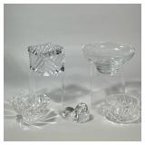 (5pc) LOW FORM CLEAR GLASS DECOR ITEMS | h. 4 x w. 4 x l. 4 in (box)