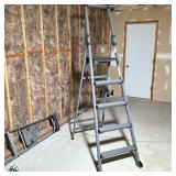 ALUMINUM POWDER COATED LADDER | Top step approximately 56 inches with a higher grab bar. - h. 87 x w