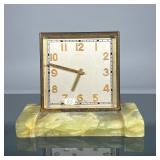 BLACK, STARR & GORHAM DESK CLOCK | Art Deco style desk clock having applied brass Arabic numeral mar