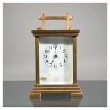 WATERBURY CARRIAGE CLOCK | A Waterbury Clock Co. Brass carriage clock with beveled glass panel, whit