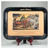 OLD CROW SERVING TRAY | Old Crow metal serving tray with color decoration, with an engraving "by Old