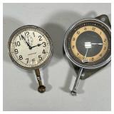 (2pc) WALTHAM CAR CLOCKS | Two Waltham 8-day automobile clocks, including one with a silvered face a