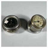 (2pc) KEYLESS CAR CLOCKS | Antique car clocks including a Keyless Rim Wind - Rim Set 8 day clock and