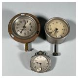 (3pc) MISC. CAR CLOCKS | Antique automobile clocks, including a Unique Recorder Co., Hazelton, PA cl