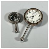 (2pc) ELGIN CAR CLOCKS | Each with Arabic numeral markers and sub-seconds dial - l. 6.25 x dia. 3.25