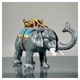 ELEPHANT CAST IRON MECHANICAL BANK | Paint decorated. - h. 5.25 x l. 7.75 in