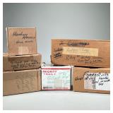 (6pc) MISC. CLOCK PARTS | Six boxes of assorted clock parts, including boxes labeled "French Mvgt", 