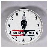 Vintage Champion Spark Plugs Wall Clock | Dependable Champion Spark Plugs, with Neon Products Incorp