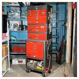 Vintage Rem Line Rolling Tool Chest | Three sections, grey and re, filled with various air tools and