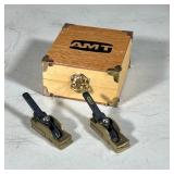 (2pc) Mini Planers | Of very small size, in a wood box labeled “AMT”. - w. 4 x d. 4 in (box)