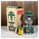 Vintage Coleman Lantern | Two-mantle floodlight, green, in original box. - h. 15.25 in (box)