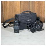 Canon Eos Rebel T6 | Canon digital SLR camera with a standard 18-55mm lens and a Canon telephoto len