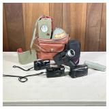 (5pc) Film Cameras | Including a Sears reflex super eight video camera, three Olympus 35 mm film cam