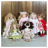 (6pc) Porcelain Dolls | Having porcelain heads and porcelain limbs, including a Seymour Mann connois