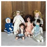 (6pc) Small Porcelain Dolls | Including a collectible memory porcelain doll named Bailey, and others
