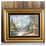 Landscape Painting | Showing two boats in a lake before a mountainous landscape, signed “Tony” lower