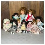 (10pc) Porcelain & Other Dolls | Including two porcelain baby dolls, two similar porcelain head doll