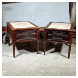 (2pc) Pair Side Tables | Nightstands or end tables, each with a single drawer with false double draw