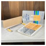 (2pc) Woodworking Tools | Including a hand saw and an 8 piece wood chisel set.