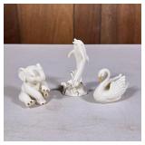 h. 5.5 x l. 8.5 in | Including a swan, elephant, and a dolphin, each marked on the bottom. - h. 4 in