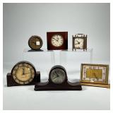 (6pc) MISC. DESK CLOCKS | Including: a Seth Thomas Deft-3 clock, Lux Symphony lucite mantel clock, w