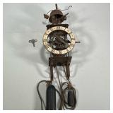 SKELETON WALL CLOCK | With two weights. - h. 17 x w. 6.5 x d. 5 in