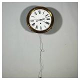 WAG ON THE WALL CLOCK | Single weight, with a decorated pendulum, the enameled face having Roman num