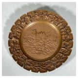 CAST BRONZE DECORATIVE PLATE | Cast Bronze plate with decorative European city relief with grape vin