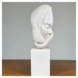 COMPOSITION SCULPTURE of a WOMAN | Resin or other, showing the face of a lady with sinuous hair, no 