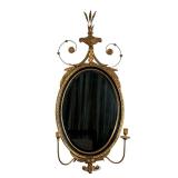 FEDERAL STYLE GILT WALL MIRROR | 20th century, oval mirror with applique decorations and scrollwork,