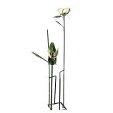 POLYCHROME HAMMERED METAL FLORAL SCULPTURE | A floor sculpture with paint-decorated flowers, no appa