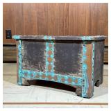 Copper Banded Chest | With hinged lid, patinated copper banding. - h. 15 x l. 24.5 x d. 15.5 in
