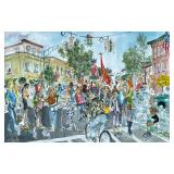 Erickson Signed Watercolor | Spirit of Beacon Day Watercolor on woven paper. Signed lower left "Lou 