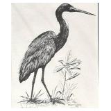 Douglas M. Haag | Study of a heron. Pencil signed and ed. 616/1000. Sight 9.5 x 7.5 in - h. 14 x w. 