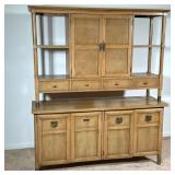 Mid-century Cabinet Etagere | Sideboard / China cabinet with an upper section of open shelves flanki