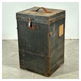 VINTAGE STANDING STEAMER TRUNK | Einbrodt & Kalb, Berlin, labeled to interior - h. 29 x w. 17.5 x d.
