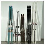 (10pc) VINTAGE SKIS | Five pairs of skis. - l. 81 in (longest)