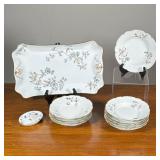 (12pc) Herend & Limoges Porcelain | Including 10 Limoges dishes with gilt scalloped rims and a match