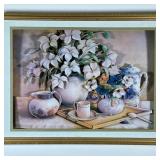 Tricia Hardwick | Three dimensional poster collage, still life with flowers, signed in the print low