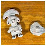 (2pc) Pottery Figures | Including a pottery figure and a sculpted pottery fragment. - h. 6 x w. 3.5 