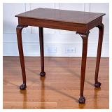 F. KIRTLAND & Son BOSTON, MASS SIDE TABLE | With diagonal contrasting inlay top over cabriole legs t