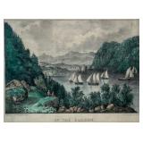 CURRIER & IVES HUDSON LITHOGRAPH | Up the Hudson. Published by Currier & Ives, 125 Nassau St. New Yo