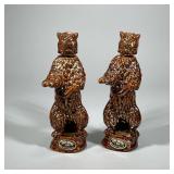 (2pc) PAIR EZRA BROOKS BEAR WHISKEY BOTTLES | Pair of bear-form ceramic Ezra Brooks Whiskey Bottles 