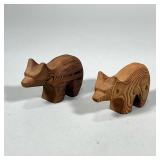 (2pc) PAIR CROWE CANADA CARVED BEARS | Pair of wood bear carvings marked on bottom “Crowe Canada” - 