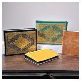(4pc) [NIB] TOOLED LEATHER PHOTO ALBUM & SCRAPBOOKS | Including two guilt to old leather scrapbooks 