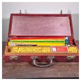 VINTAGE MAHJONG BOX SET | National Mahjong League Inc. box set including tiles holders & more in lea