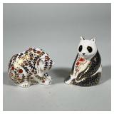 (2pc) ROYAL CROWN DERBY BEAR FIGURINES | Royal Crown Derby English Bone China bear figures including