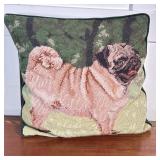 Needlepoint Pug Pillow | h. 12 x w. 13 in